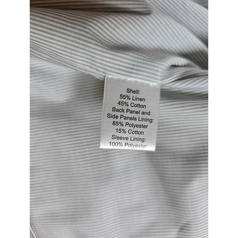 Joseph Abboud Linen Blazer Mens Large Grey Cotton Windowpane Plaid Sport Coat